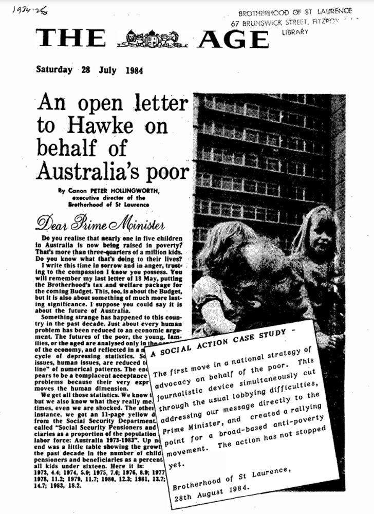 This is an image of the front page of the age newspaper depicting the letter to Bob Hawke