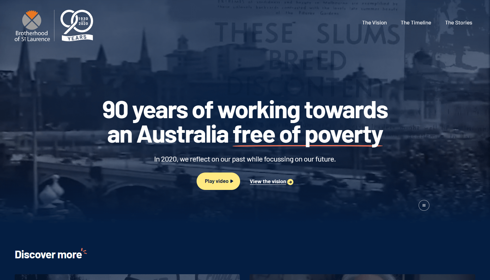 A screenshot of the BSL 90 Years website.